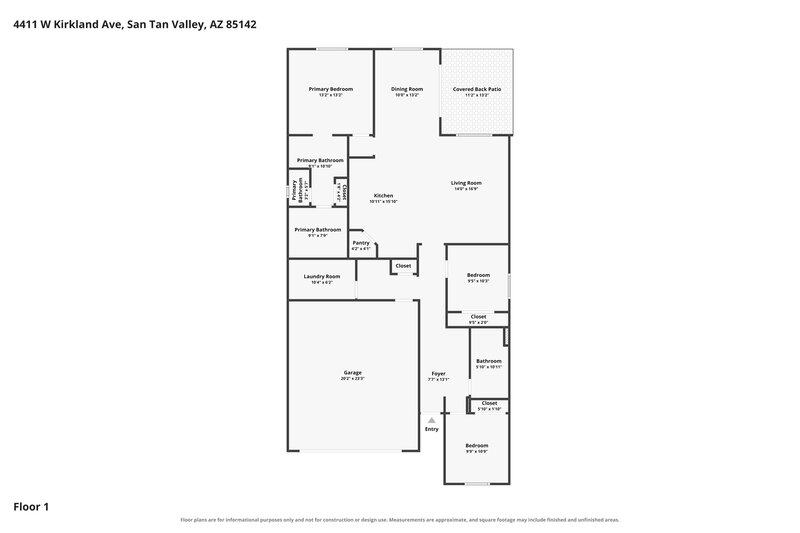 1,895/Mo, 4411 W Kirkland Ave San Tan Valley, AZ 85144 Floor Plan View