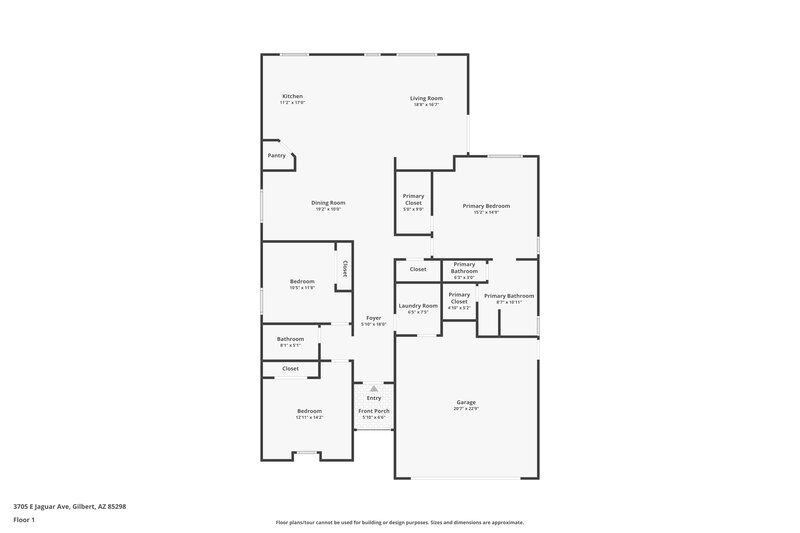2,440/Mo, 3705 E Jaguar Ave Gilbert, AZ 85298 Floor Plan View