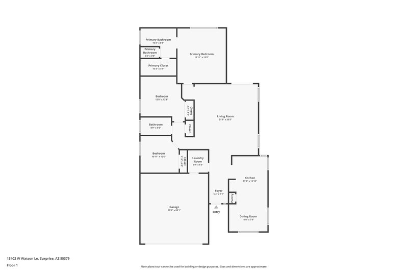 1,725/Mo, 13402 W Watson Ln Surprise, AZ 85379 Floor Plan View