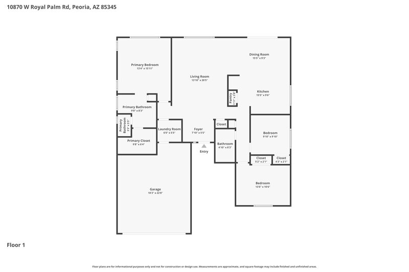 2,175/Mo, 10870 W Royal Palm Rd Peoria, AZ 85345 Floor Plan View
