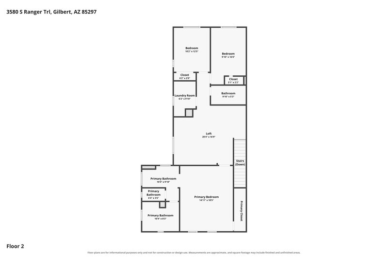 2,685/Mo, 3580 S Ranger Trl Gilbert, AZ 85297 Floor Plan View 2