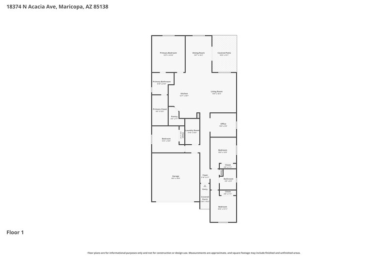 1,955/Mo, 18374 N Acacia Ave Maricopa, AZ 85138 Floor Plan View