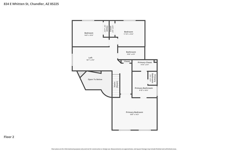 2,755/Mo, 834 E Whitten St Chandler, AZ 85225 Floor Plan View 2