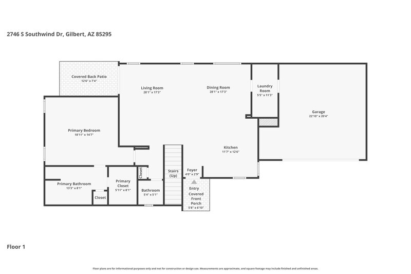 2,635/Mo, 2746 S Southwind Dr Gilbert, AZ 85295 Floor Plan View 2