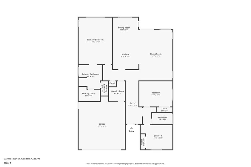 1,840/Mo, 3234 N 126th Dr Avondale, AZ 85392 Floor Plan View