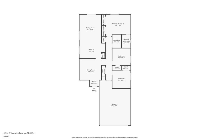 1,660/Mo, 15746 W Young St Surprise, AZ 85374 Floor Plan View