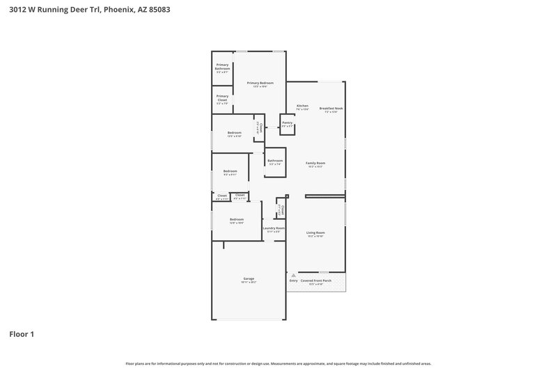 2,220/Mo, 3012 W Running Deer Trl Phoenix, AZ 85083 Floor Plan View