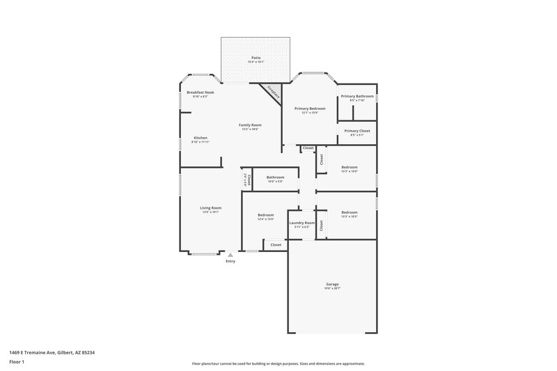 2,370/Mo, 1469 E Tremaine Ave Gilbert, AZ 85234 Floor Plan View