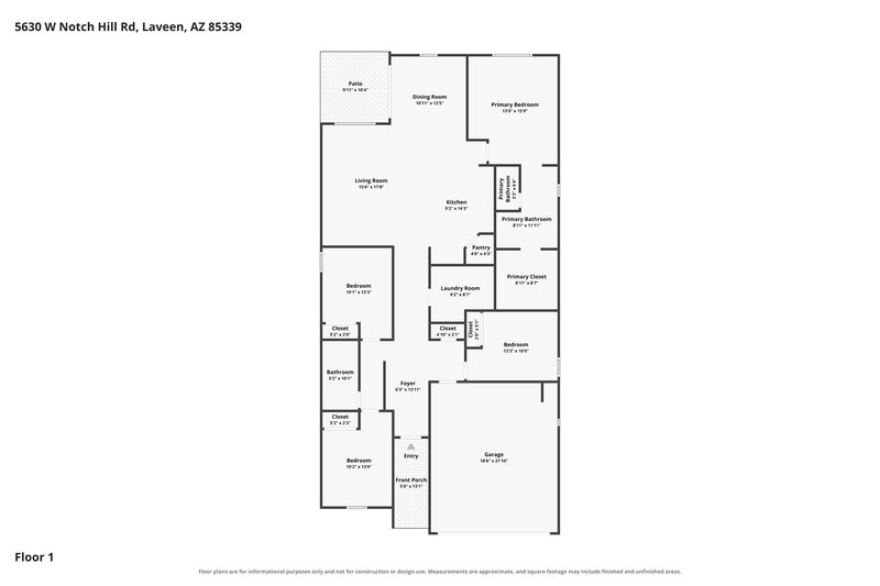 2,295/Mo, 5630 W Notch Hill Rd Laveen, AZ 85339 Floor Plan View