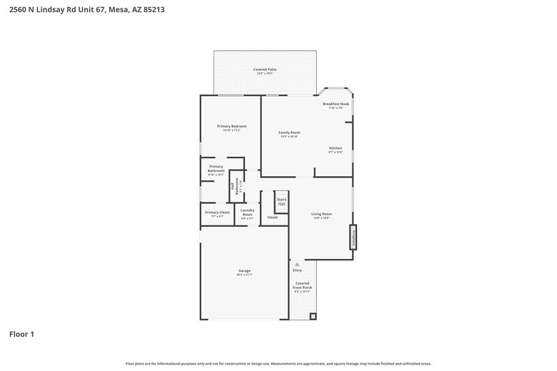 3,005/Mo, 2560 N Lindsay Rd Unit 67 Mesa, AZ 85213 Floor Plan View