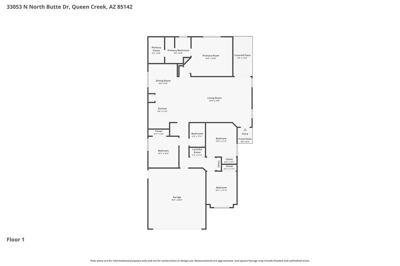 1,940/Mo, 33053 N North Butte Dr Queen Creek, AZ 85142 Floor Plan View