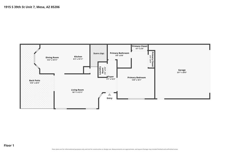 2,165/Mo, 1915 S 39th St Unit 7 Mesa, AZ 85206 Floor Plan View