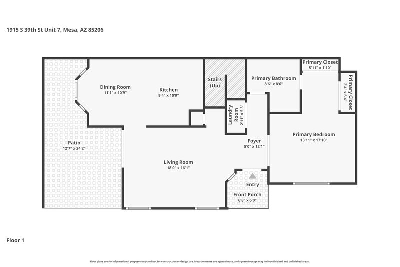 2,200/Mo, 1915 S 39th St Unit 7 Mesa, AZ 85206 Floor Plan View 2