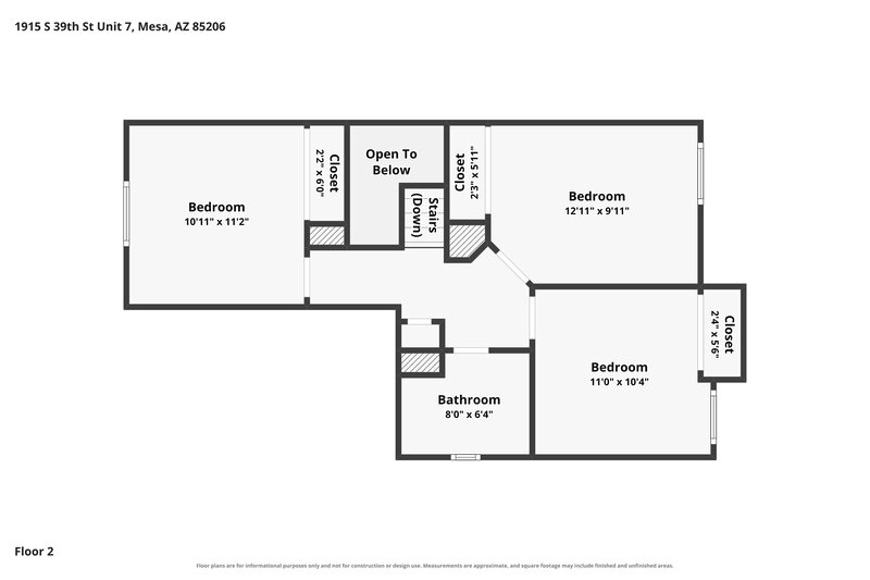 2,165/Mo, 1915 S 39th St Unit 7 Mesa, AZ 85206 Floor Plan View 2
