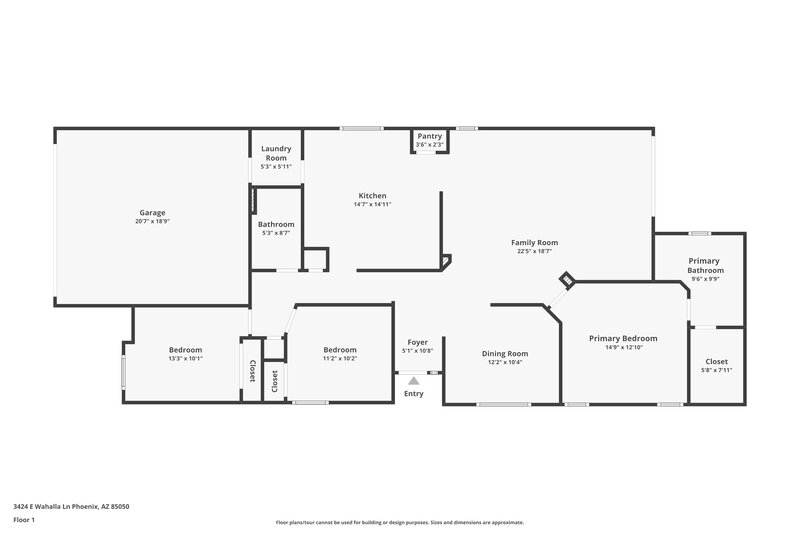 2,375/Mo, 3424 E Wahalla Ln Phoenix, AZ 85050 Floor Plan View