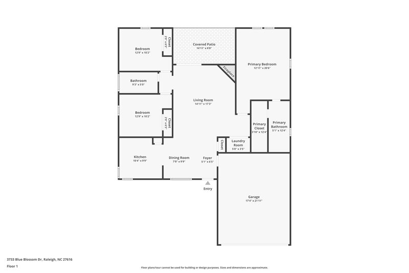 1,955/Mo, 3733 Blue Blossom Dr Raleigh, NC 27616 Floor Plan View