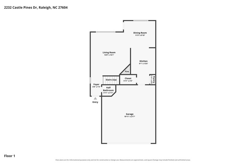 1,725/Mo, 2232 Castle Pines Dr Raleigh, NC 27604 Floor Plan View