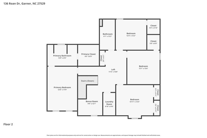 2,335/Mo, 136 Roan Dr Garner, NC 27529 Floorplan View 2