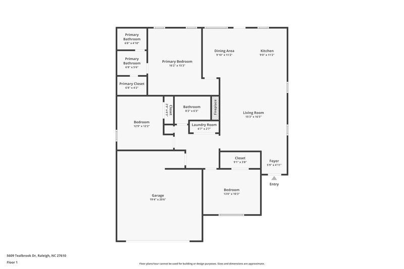 1,650/Mo, 5609 Tealbrook Dr Raleigh, NC 27610 Floor Plan View