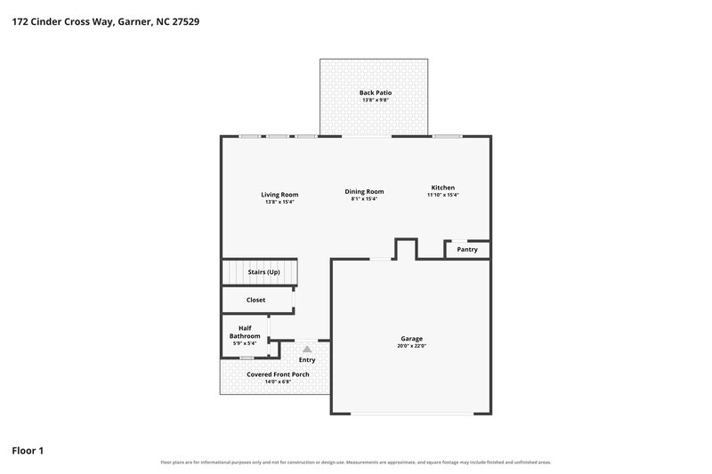 1,880/Mo, 172 Cinder Cross Way Garner, NC 27529 Floor Plan View
