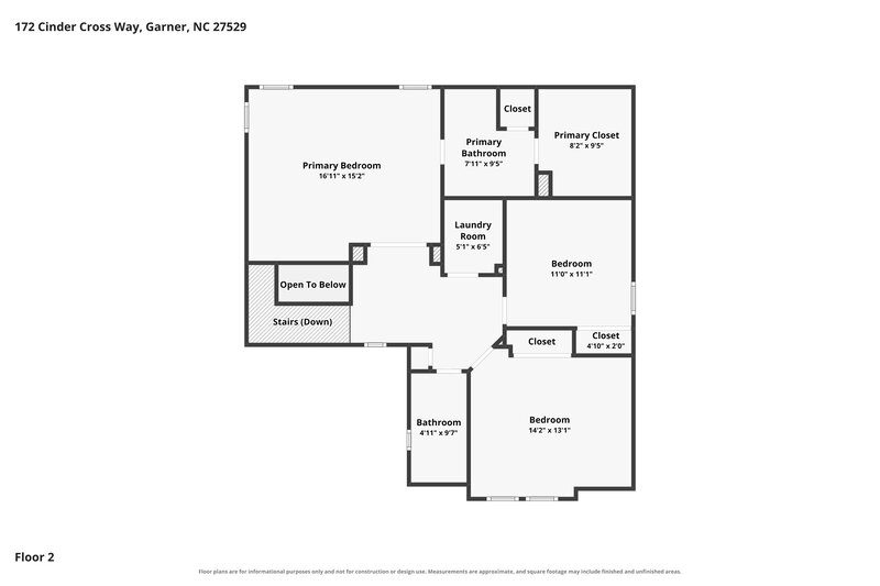 1,880/Mo, 172 Cinder Cross Way Garner, NC 27529 Floor Plan View 2