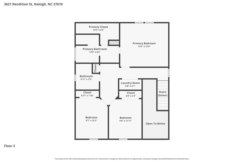 1,810/Mo, 3621 Rendition St Raleigh, NC 27610 Floor Plan View 2
