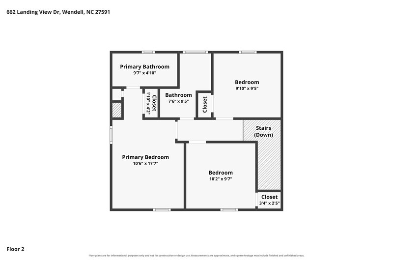 1,595/Mo, 662 Landing View Dr Wendell, NC 27591 Floor Plan View 2