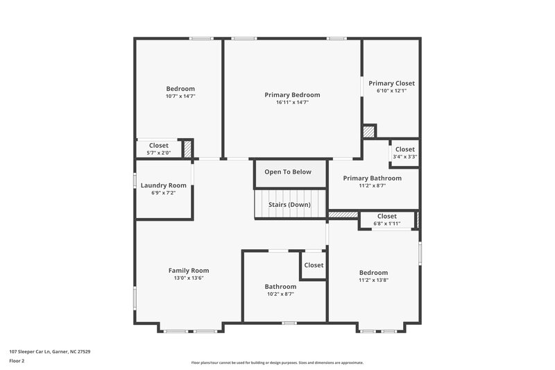 1,830/Mo, 107 Sleeper Car Ln Garner, NC 27529 Floor Plan View 2
