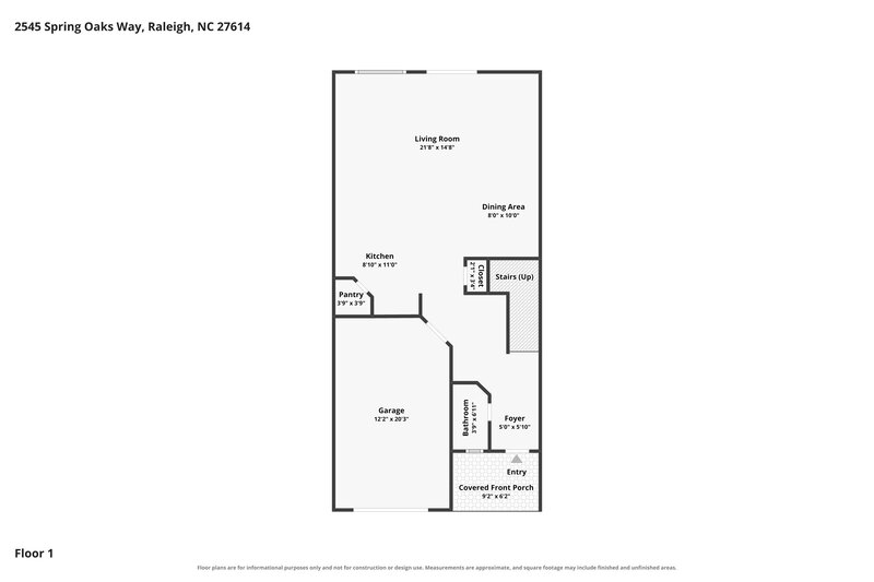 1,920/Mo, 2545 Spring Oaks Way Raleigh, NC 27614 Floor Plan View