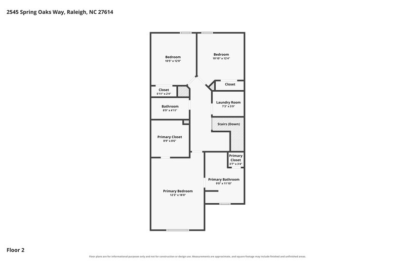 1,920/Mo, 2545 Spring Oaks Way Raleigh, NC 27614 Floor Plan View 2