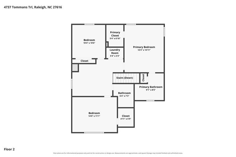 1,875/Mo, 4737 Tommans Trl Raleigh, NC 27616 Floor Plan View 2