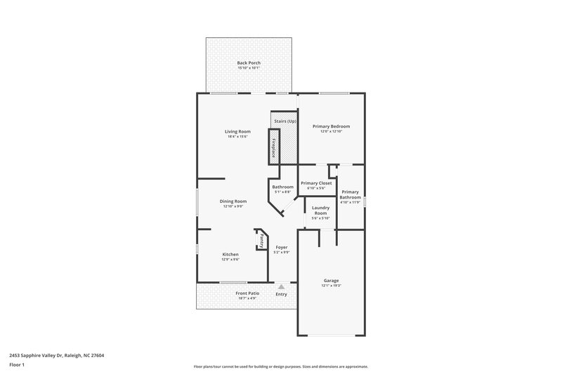 1,770/Mo, 2453 Sapphire Valley Dr Raleigh, NC 27604 Floor Plan View