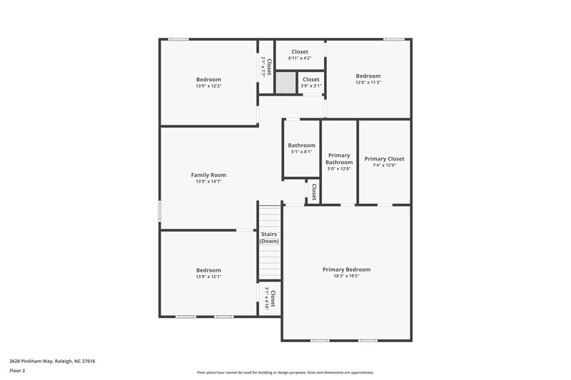 1,965/Mo, 3628 Pinkham Way Raleigh, NC 27616 Floor Plan View 2