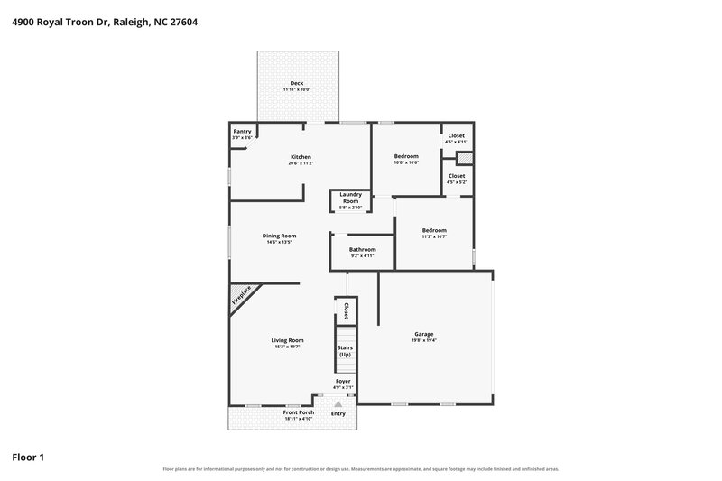 2,020/Mo, 4900 Royal Troon Dr Raleigh, NC 27604 Floorplan View