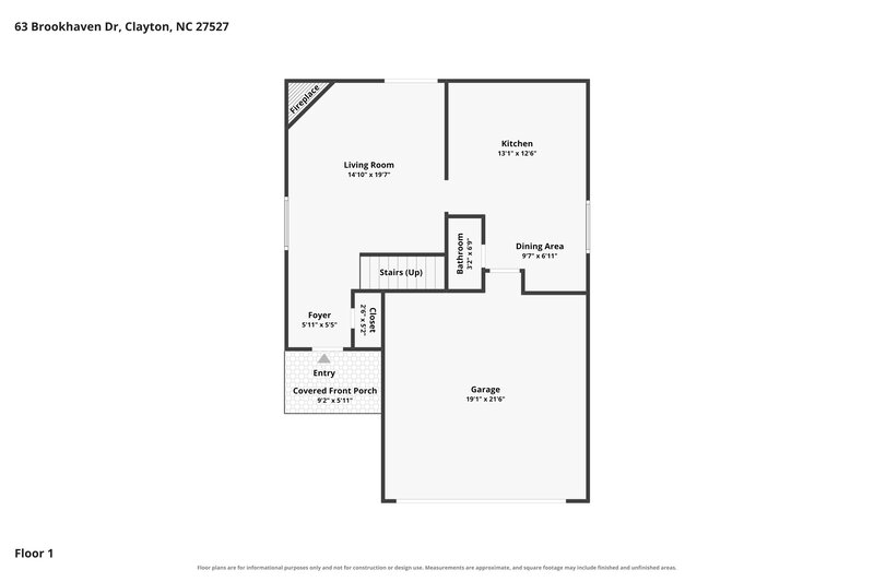 2,090/Mo, 63 Brookhaven Dr Clayton, NC 27527 Floor Plan View