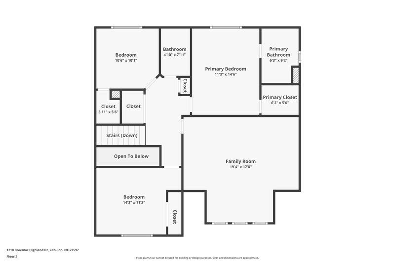1,905/Mo, 1218 Braemar Highland Dr Zebulon, NC 27597 Floorplan View 2