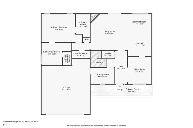 1,925/Mo, 1214 Braemar Highland Dr Zebulon, NC 27597 Floor Plan View
