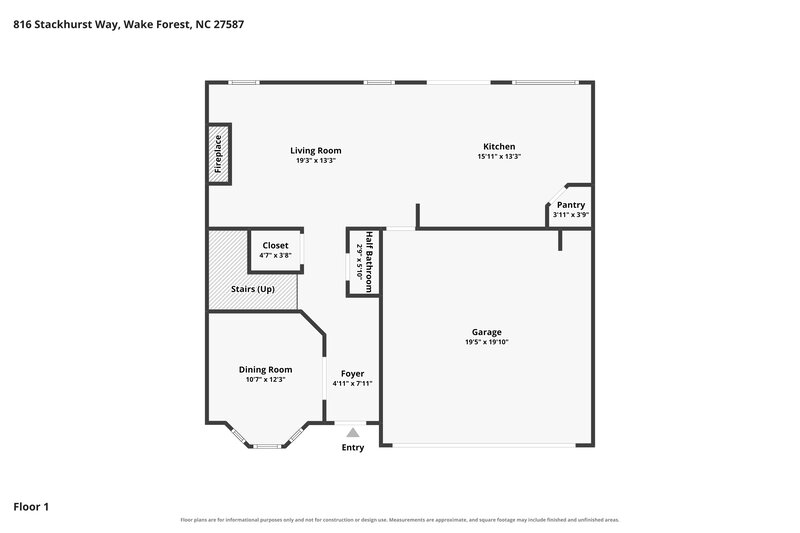 2,300/Mo, 816 Stackhurst Way Wake Forest, NC 27587 Floor Plan View