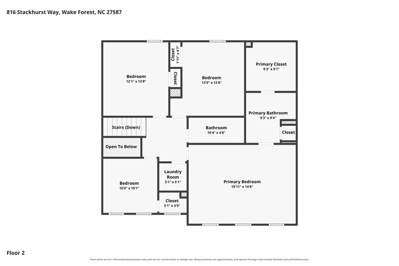 2,300/Mo, 816 Stackhurst Way Wake Forest, NC 27587 Floor Plan View 2