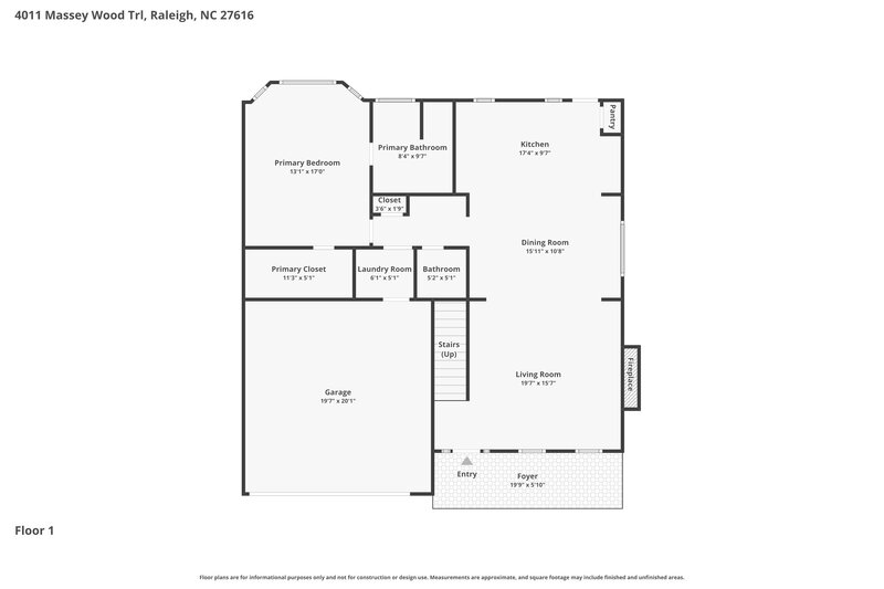 2,030/Mo, 4011 Massey Wood Trl Raleigh, NC 27616 Floor Plan View