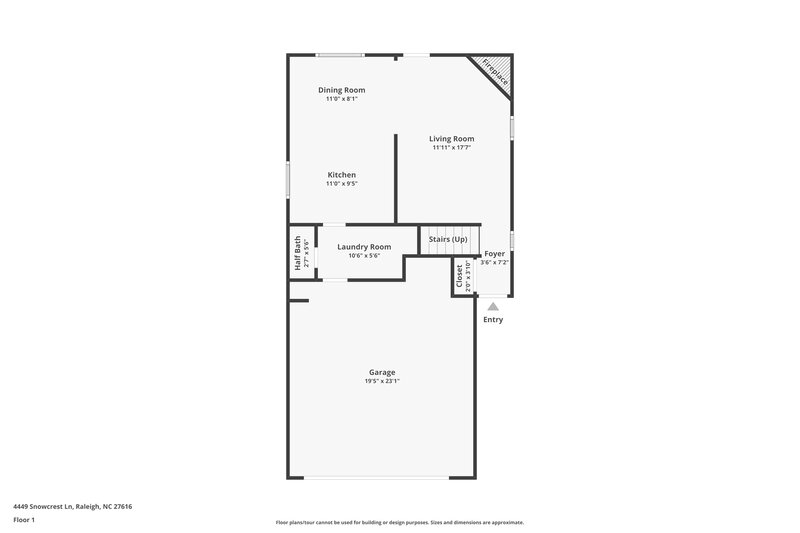 1,810/Mo, 4449 Snowcrest Ln Raleigh, NC 27616 Floor Plan View