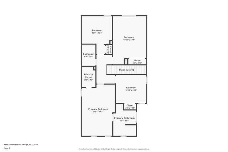 1,810/Mo, 4449 Snowcrest Ln Raleigh, NC 27616 Floor Plan View 2