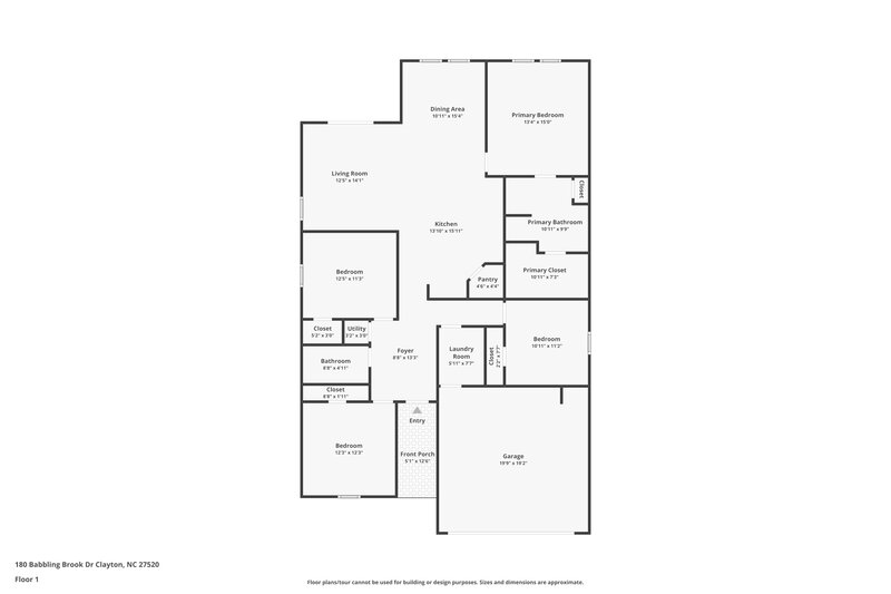 1,840/Mo, 180 Babbling Brk Dr Wilson's Mills, NC 27520 Floor Plan View