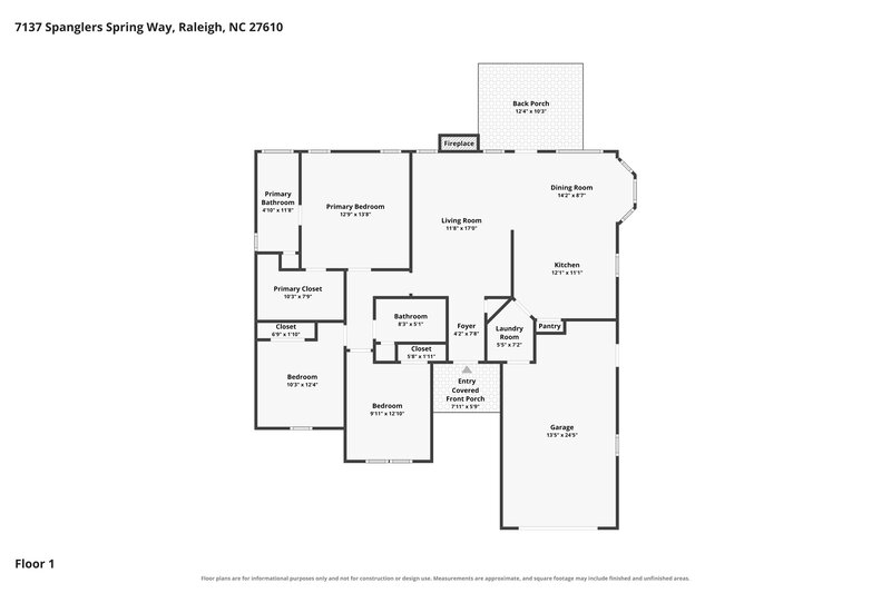 1,835/Mo, 7137 Spanglers Spring Way Raleigh, NC 27610 Floor Plan View