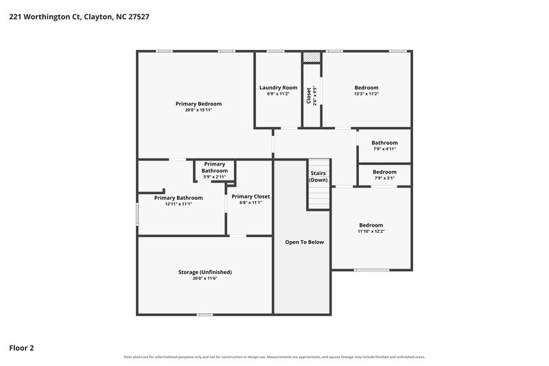 2,170/Mo, 221 Worthington Ct Clayton, NC 27527 Floor Plan View 2