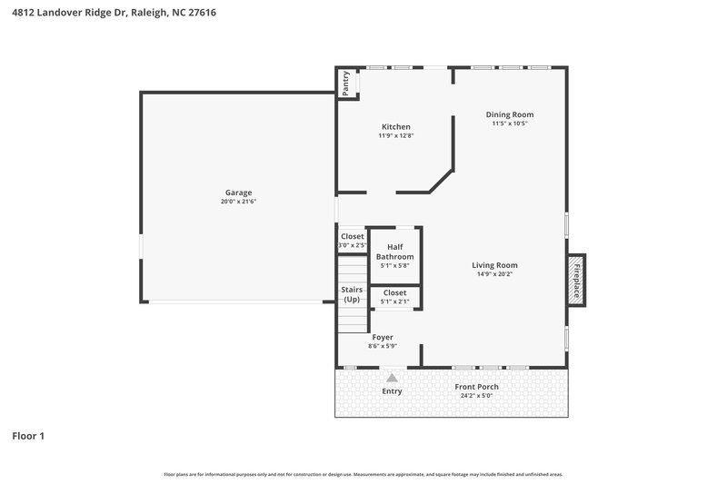 2,195/Mo, 4812 Landover Ridge Dr Raleigh, NC 27616 Floorplan View