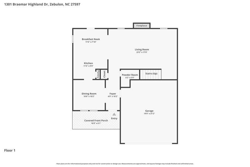 1,945/Mo, 1301 Braemar Highland Dr Zebulon, NC 27597 Floor Plan View