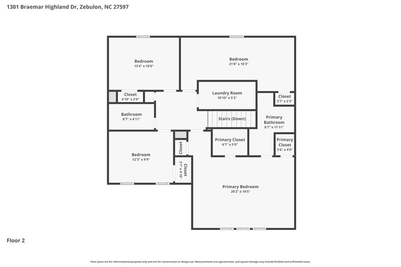 1,945/Mo, 1301 Braemar Highland Dr Zebulon, NC 27597 Floor Plan View 2