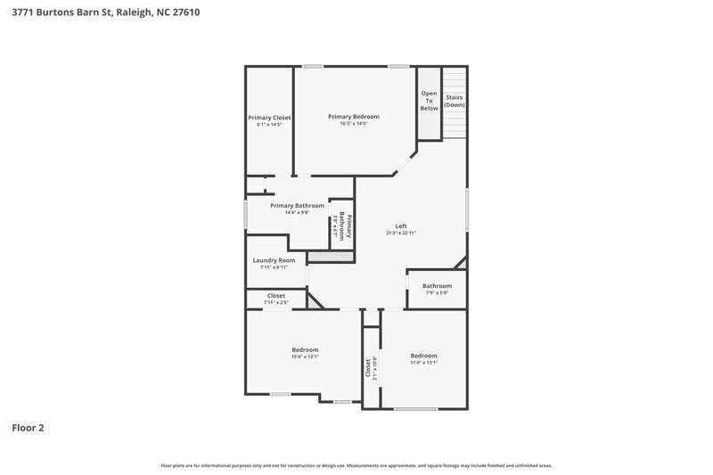 2,175/Mo, 3771 Burtons Barn St Raleigh, NC 27610 Floor Plan View 2
