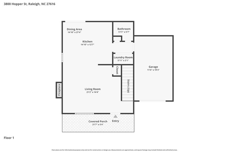 2,015/Mo, 3800 Hopper St Raleigh, NC 27616 Floor Plan View